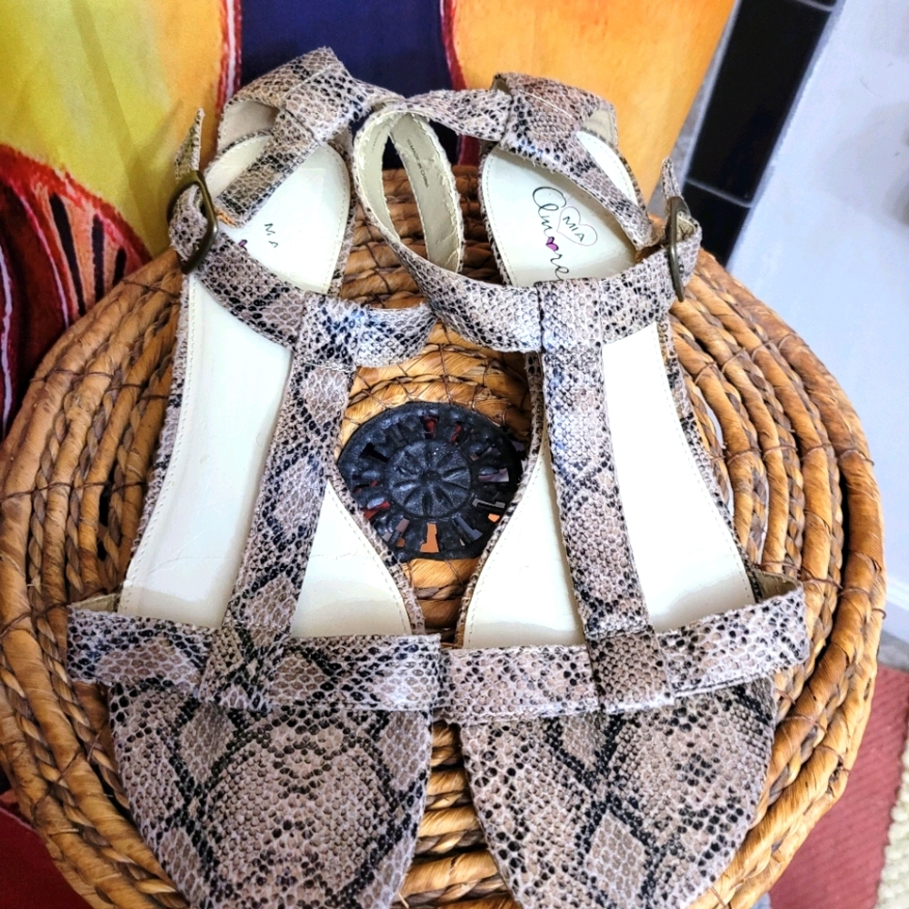 Snake Embossed Sandals